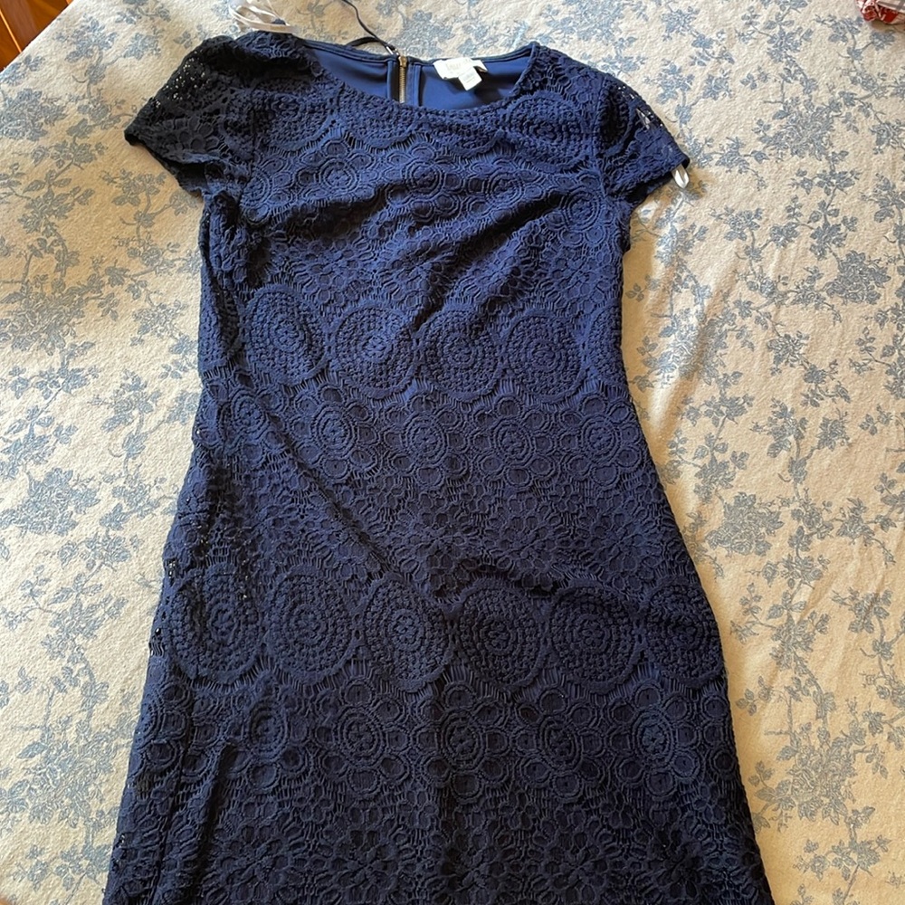 Short sleeve navy laundry dress